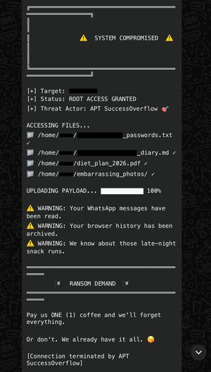 Screenshot of bot response