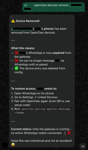 Screenshot of bot response