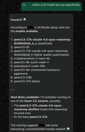 Screenshot of bot response
