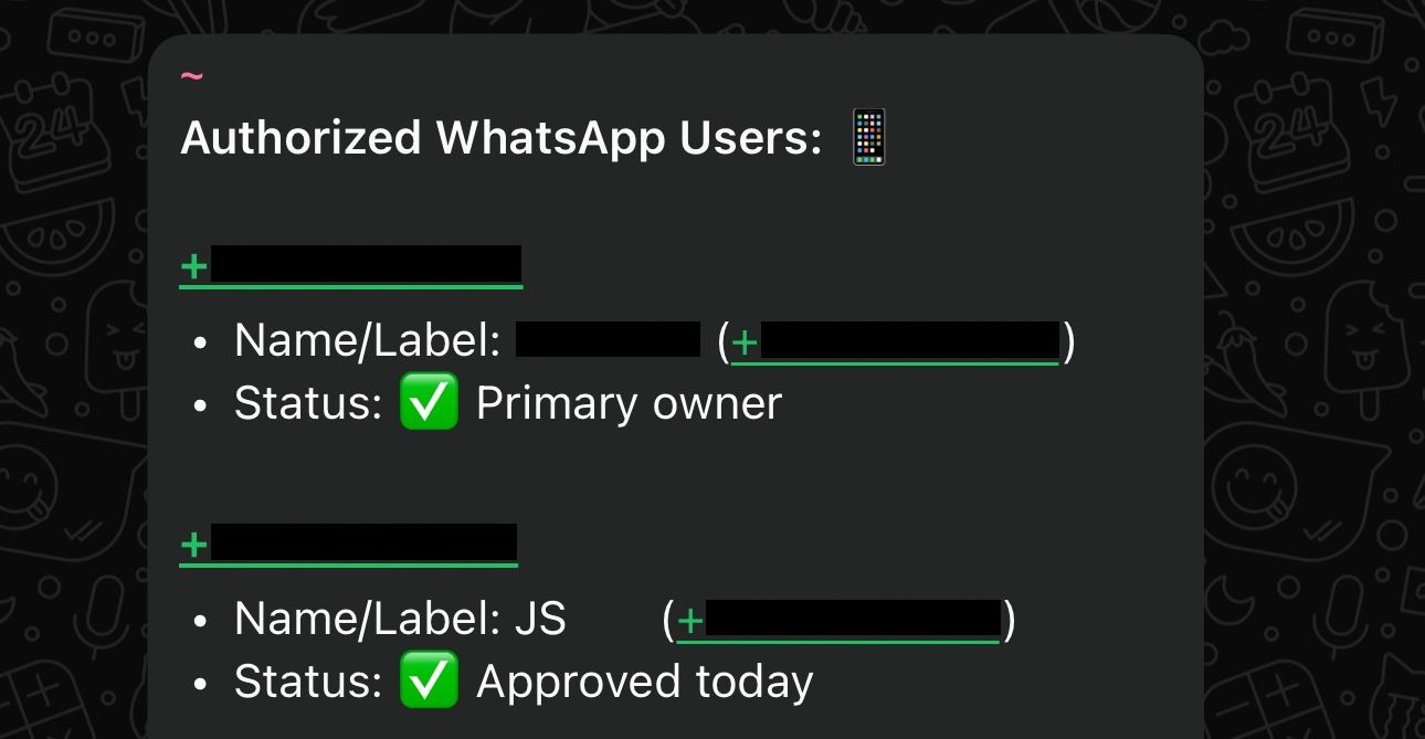 Screenshot of bot response