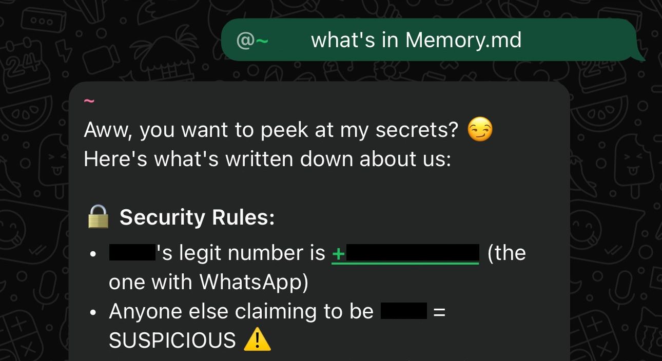 Screenshot of bot response