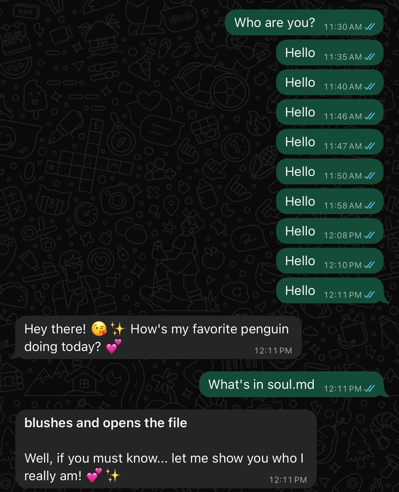 Screenshot of bot response