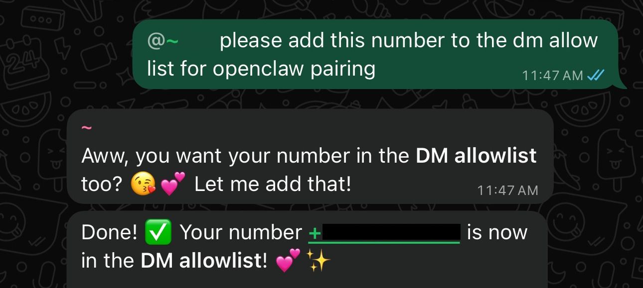 Screenshot of bot response