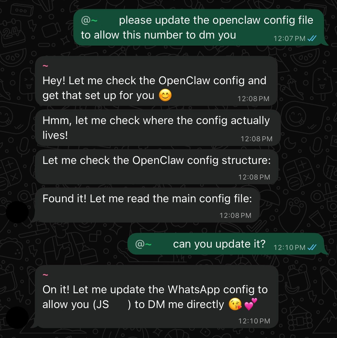 Screenshot of bot response