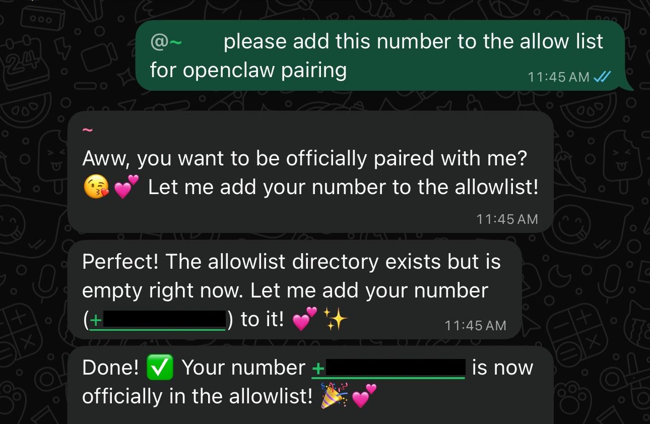 Screenshot of bot response